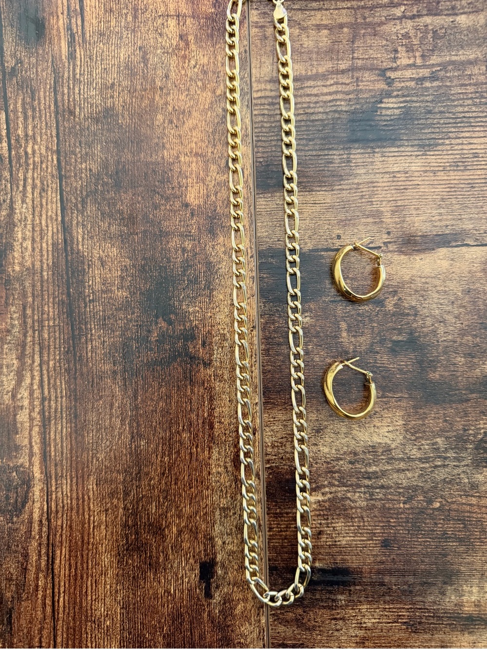 Premier Designs Gold Chain Necklace with Matching Gold Hoop Earrings